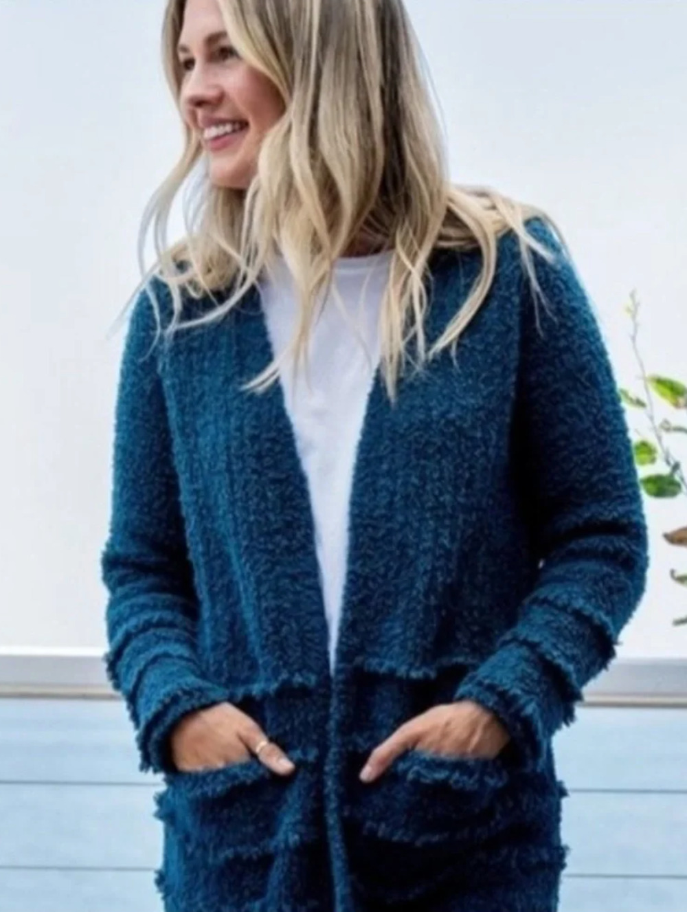 NWT BAREFOOT DREAMS DEEP TEAL COZYCHIC BOARDWALK CARDIGAN SWEATER SZ S